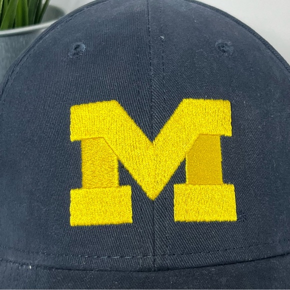 Michigan Wolverines Kids Adjustable Cap Navy Blue with Yellow Embroidered M - Picture 2 of 8